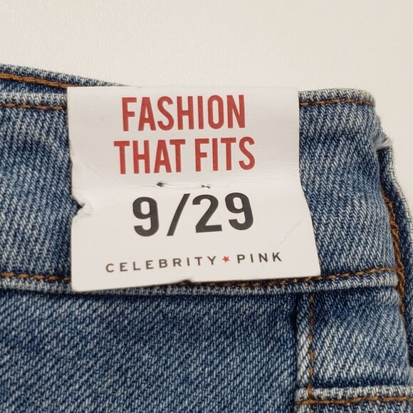 Celebrity Pink Raw Edge Cutoff Denim Shorts Womens 9/29 Blue Motivational Wash - Picture 3 of 16